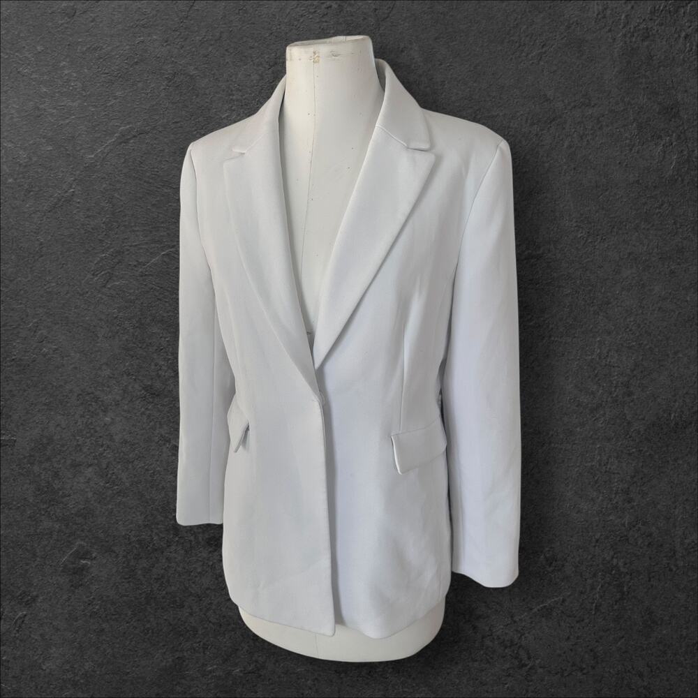 Banana Republic White Blazer Machine Washable Tailored Performance Women's 12 P